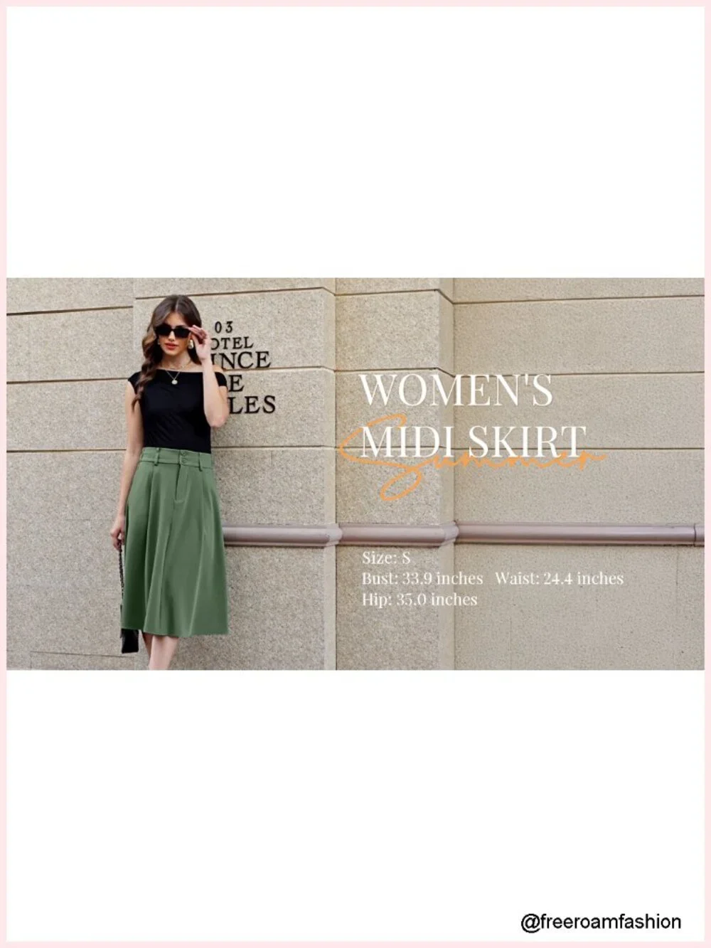 A-Line High Waist Midi Skirt with Pockets for Work Dressy Summer